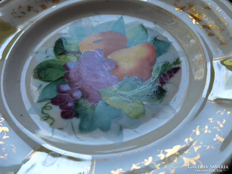 Antique Biedermeier hand painted porcelain orchard plate with carlsbad