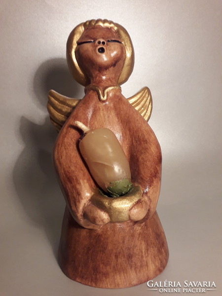 Special rare bozner thun ceramic angel candle holder gold brown color