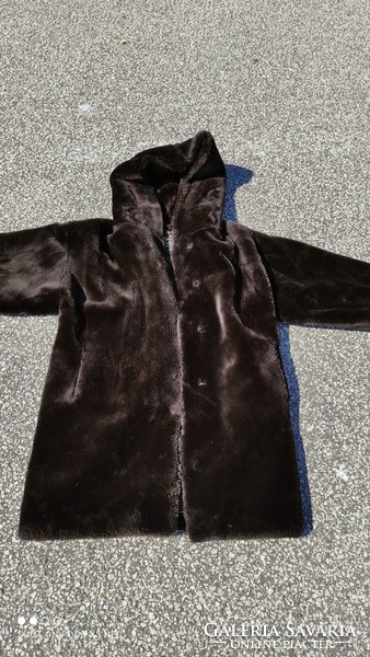 Vintage original creation aniral paris hooded fashionable panofix fur coat size 42 - latest trend