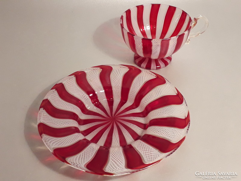 Antique Murano glass cup + saucer is an absolutely rare collector