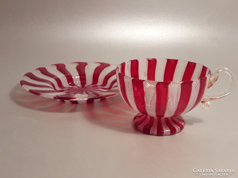 Antique Murano glass cup + saucer is an absolutely rare collector