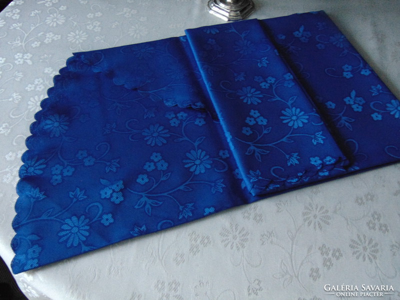 Dreamy elegant royal blue silk tablecloth 158 x 238 oval