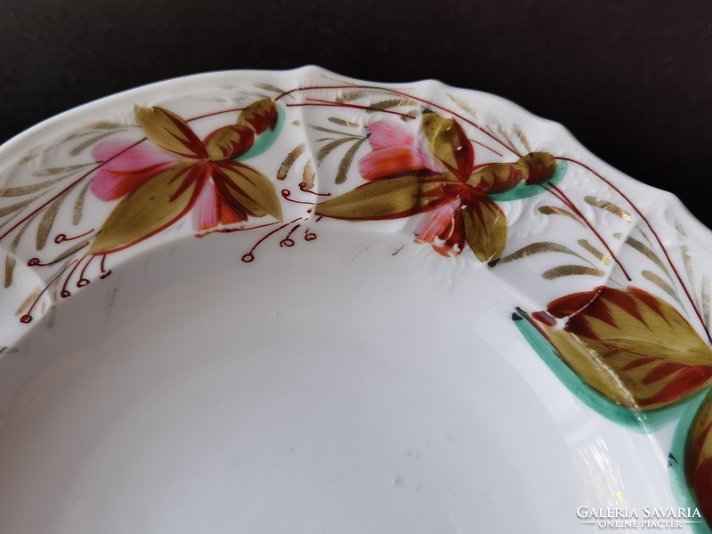Antique hand painted Biedermeier fuchsia plates