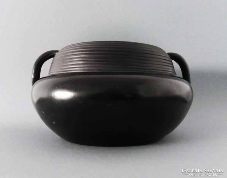 Art-deco / Art Nouveau marked black ceramic pot with pot, 1910s