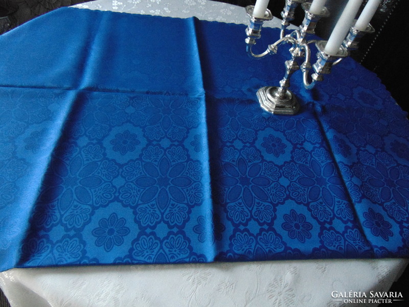 Wonderful elegant royal blue silk tablecloth 155 x 212 rectangle