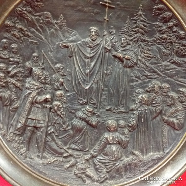 Alt Wien Johann Maresch Életkép Terrakotta Kerámia Fali Tányér,Tál. 27.5 cm