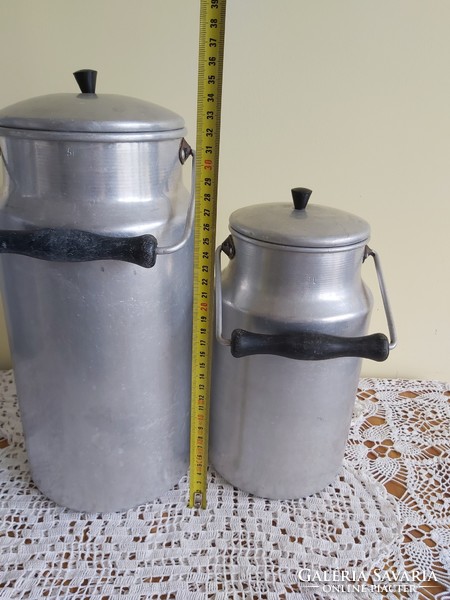 2 pcs aluminum aluminum large milk jug, jug, peasant decoration, nostalgia piece