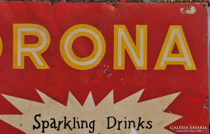 Vintage enamel billboard with corona champagne