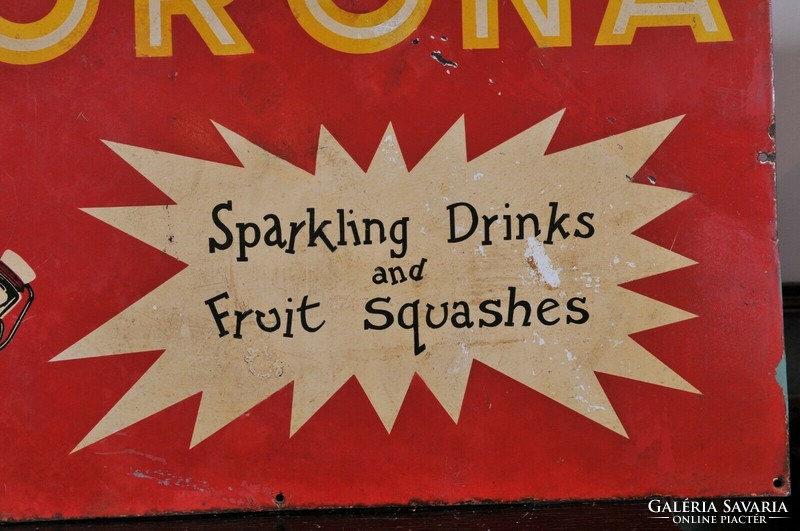 Vintage zománcozott reklámtábla, CORONA pezsgőital