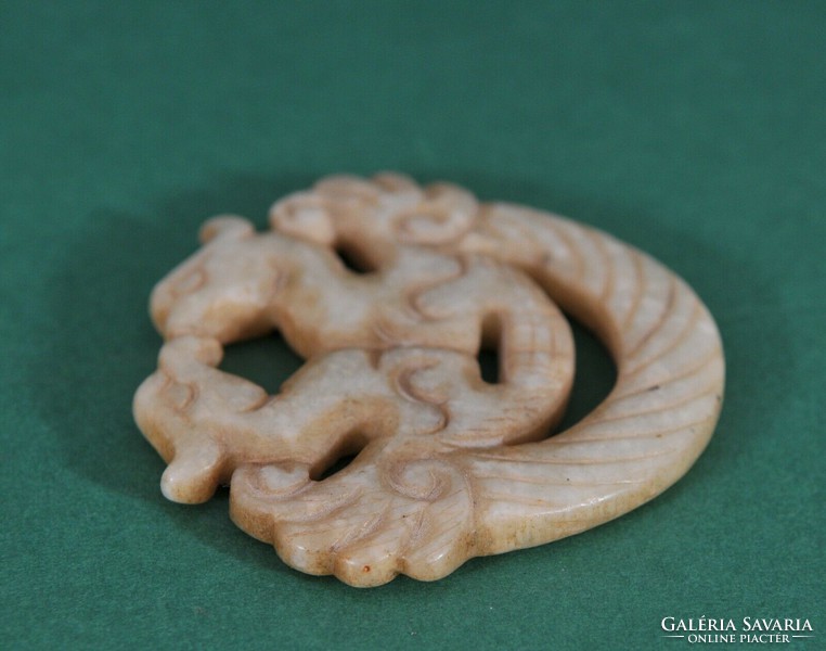 Antique Chinese carved jade talisman, 18th Century