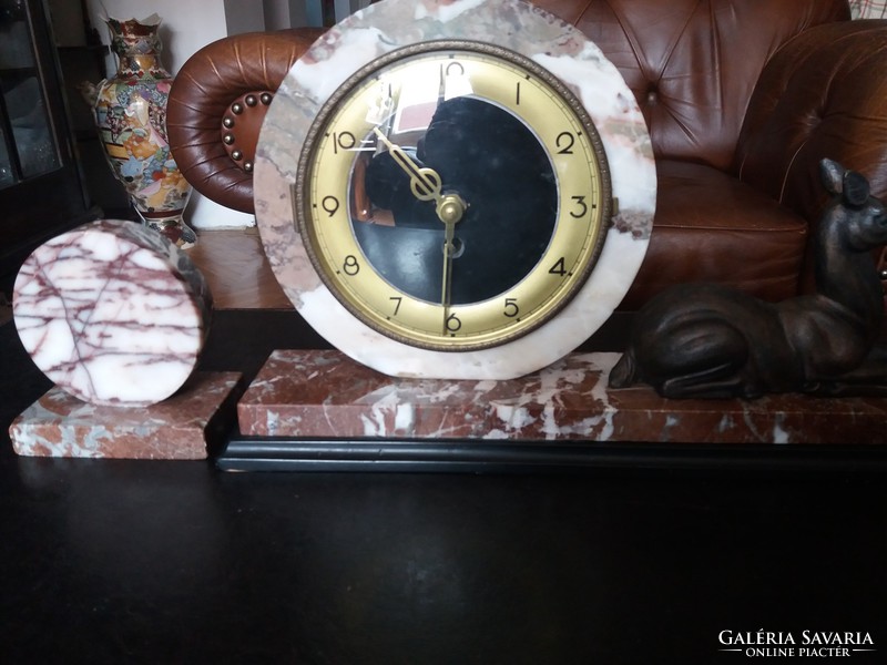 Art deco marble fireplace clock
