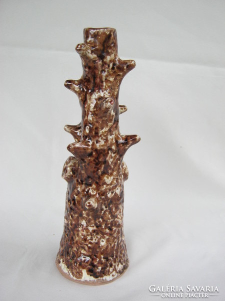 Retro ... iparművészeti szignált kerámia fatörzs váza