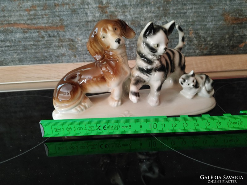 German porcelain dachshund dog cat friendship figurine