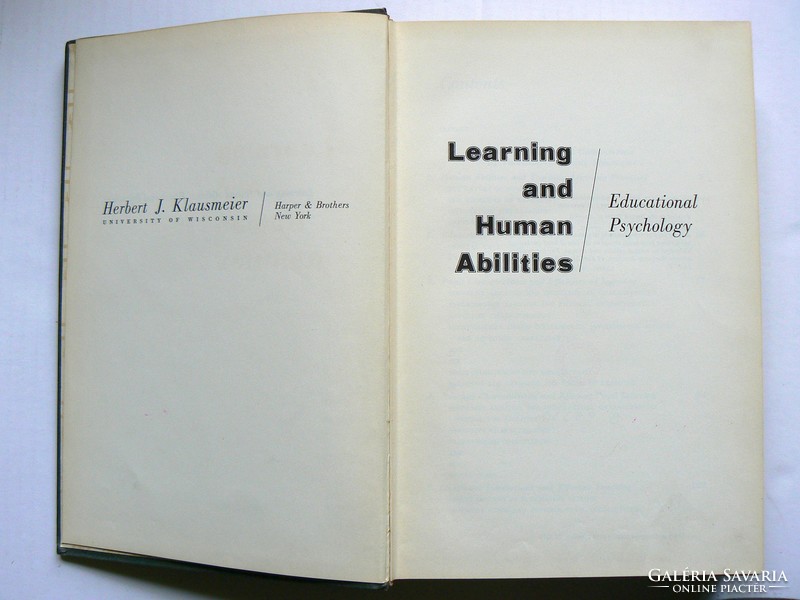 LEARNING AND HUMAN ABILITIES: EDUCATIONAL PSYCHOLOGY, HERBERT J. KLAUSMEIER 1961 KÖNYV JÓ ÁLLAPOTBAN