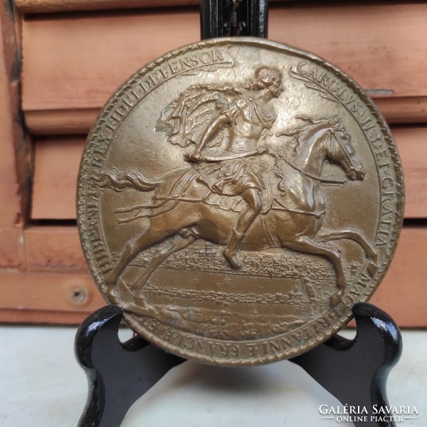 Equestrian memory plaque, large size, leaf weight, wall decoration beautiful workmanship! Charles the Great