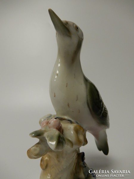 Zsolnay porcelain, bird figurine on a tree branch