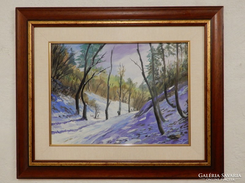 Zoltán Balogh: winter landscape, oil painting