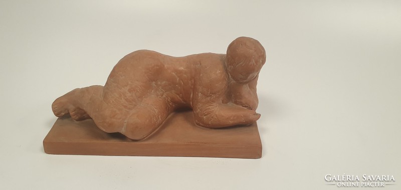 Csikai Márta: lying woman, terracotta figure