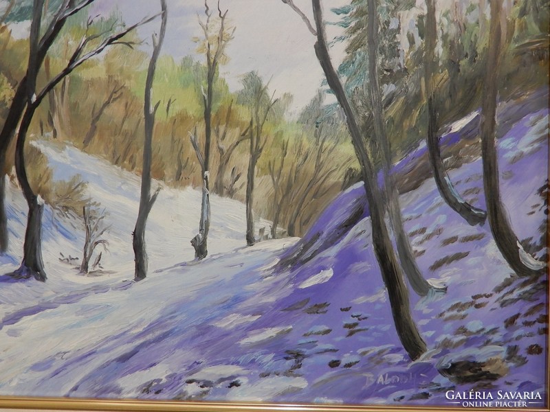 Zoltán Balogh: winter landscape, oil painting