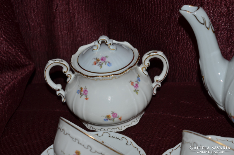 Zsolnay baroque feathered, scattered floral coffee set (dbz 0095)