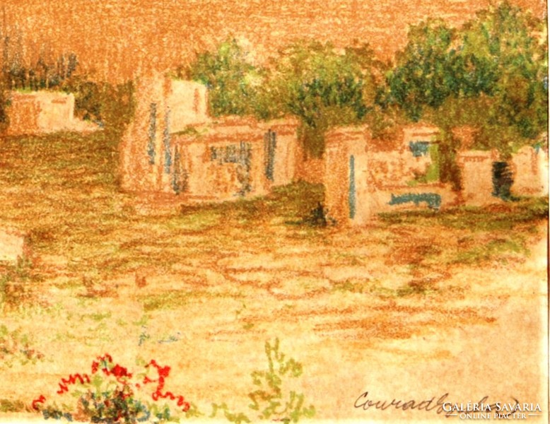 Conrád Gyula (1877-1959): Arco di Settimio Severo, Róma - litográfia, 1910-es évek