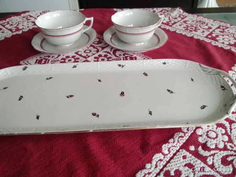 Antique Herend tray with a rare black and red tulip pattern, with an excellent mark from 1940!