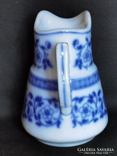 Antik kék-fehér vastag falú porcelán tejkiöntő