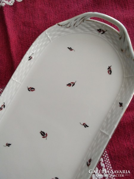 Antique Herend tray with a rare black and red tulip pattern, with an excellent mark from 1940!