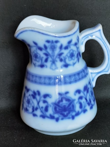 Antik kék-fehér vastag falú porcelán tejkiöntő
