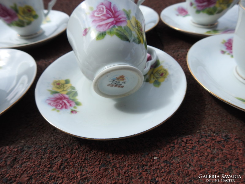 Régi virágmintás kínai  kávés készlet