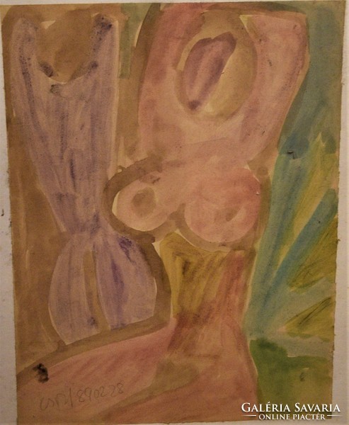 Miklós Cs. Németh watercolor, 41x31cm, signed