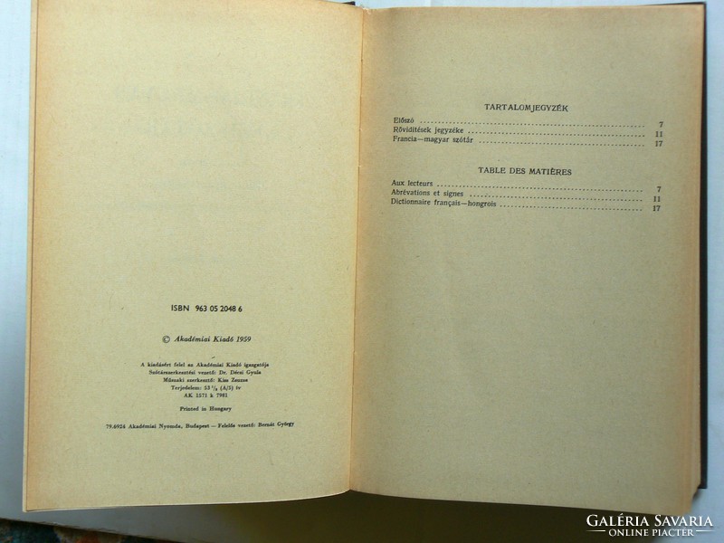 Hungarian-French, French-Hungarian handbook together, Sándor eckhardt 1973 book in good condition