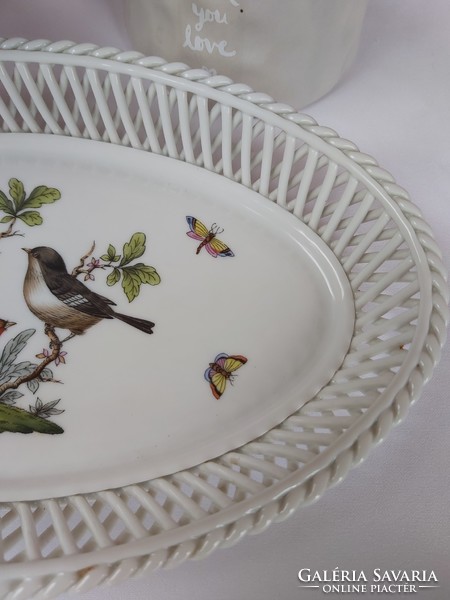 Beautiful Herend rothschild bird openwork offering a mid-range collectible piece