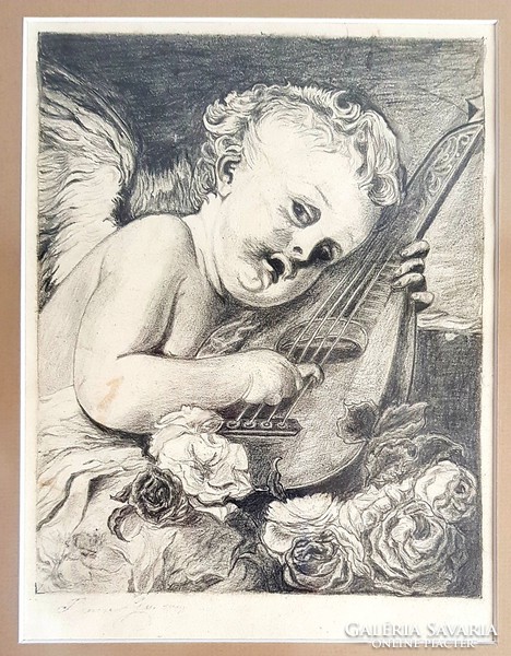 Gyula Benczúr (1844-1920) - music with putto roses