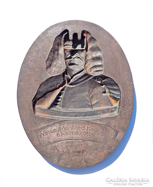 Matthias Szivák (1904-), employees of the Weiss manfred military factory 1939, bronzed iron plaque