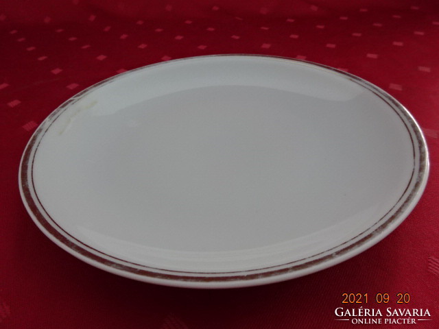 Porcelain small plate from the Great Plain, with a gold border, made according to the plans of Sándor József. He has!