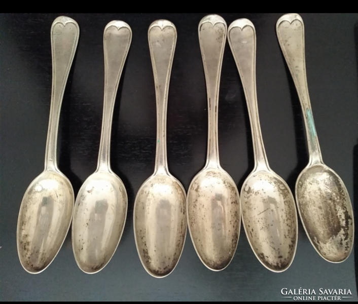 Antique silver Viennese baroque tableware for six people, 1788.