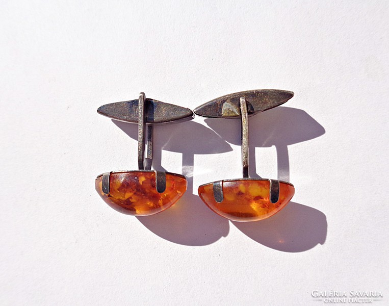 835 silver cufflinks with amber stones