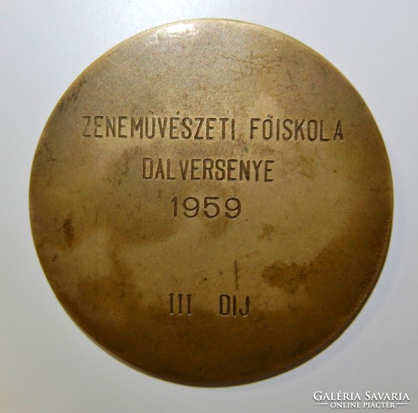 Song Competition of the College of Music 1959, bronze plaque