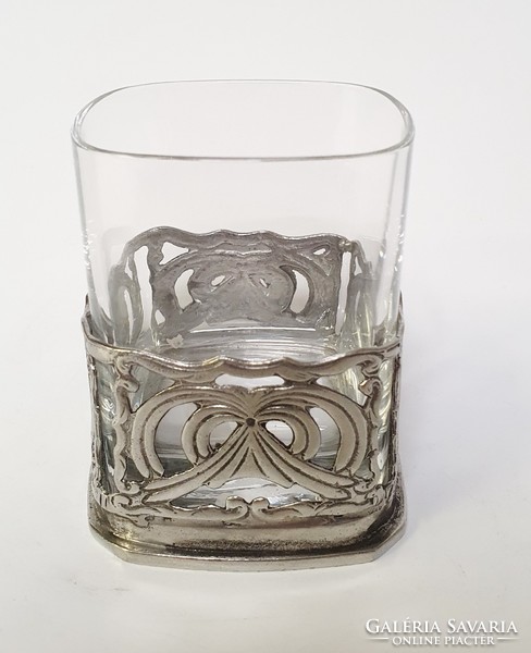 Whiskeys glass with metal base, 2 pcs