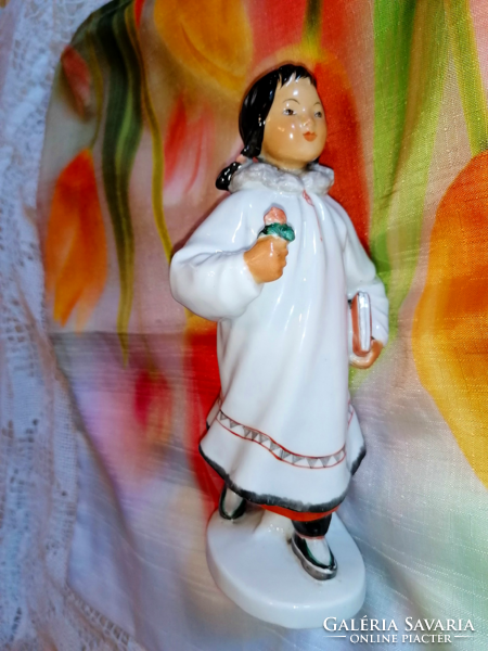 A very rare Lomonosov porcelain Mongolian schoolgirl