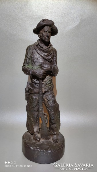 Michael Garman bronze metal cowboy statue marked