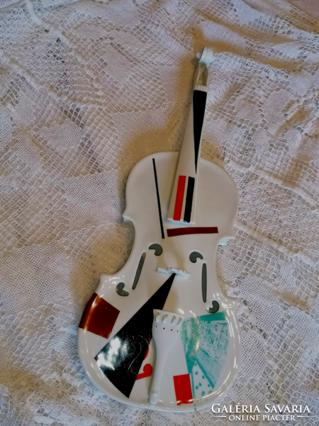 Very rare, uniquely painted porcelain violin 57 cm!