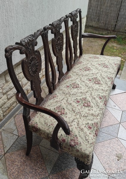 Chippandale style antique, mahogany 3-seater Victorian sofa, sofa, Rococo