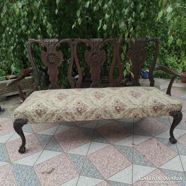 Chippandale style antique, mahogany 3-seater Victorian sofa, sofa, Rococo