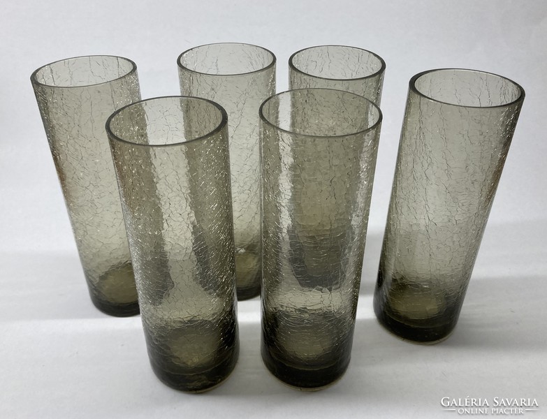 Karcagi fátyolüveg készlet, füstszínű, vitrinállapotú