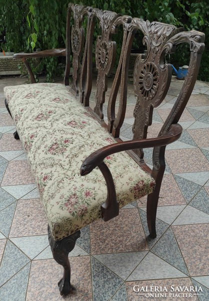 Chippandale stílusú antik ,mahagóni 3 személyes Viktoriàn kanapé,szófa,Rokokó