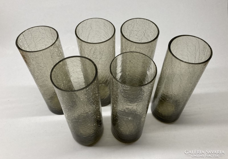 Karcagi fátyolüveg készlet, füstszínű, vitrinállapotú