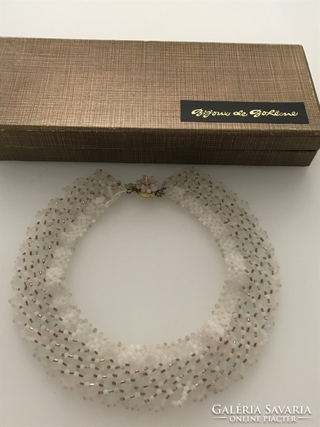 Retro Czech necklace made of opal glass eyes