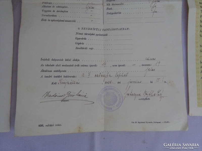 Civil girls' school certificate - 36/35/1934 - three pieces together